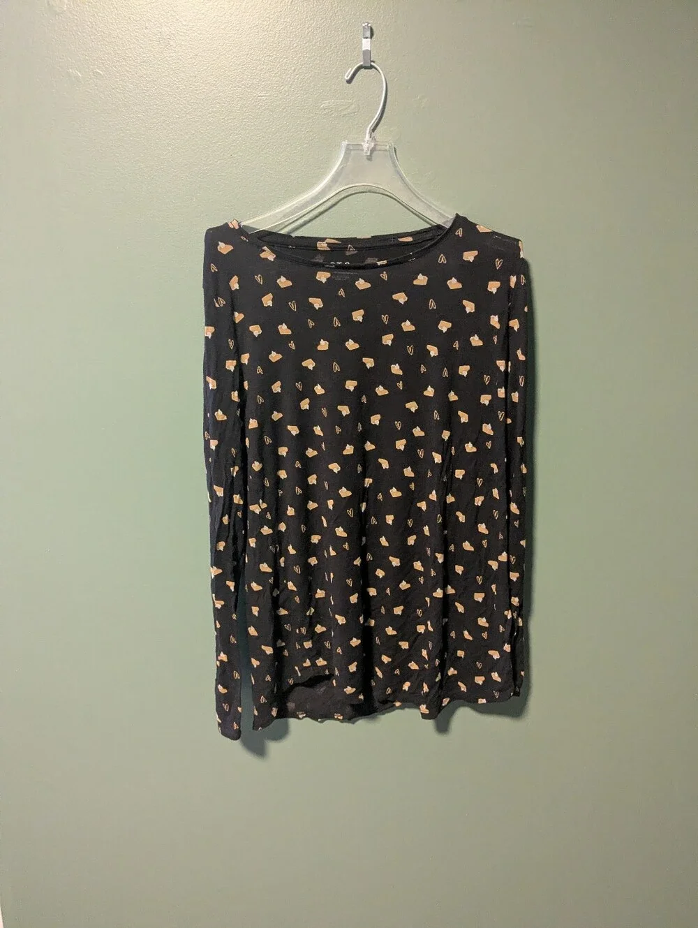 Pumpkin Pie Print Apt. 9 Black Long-Sleeve Top with
